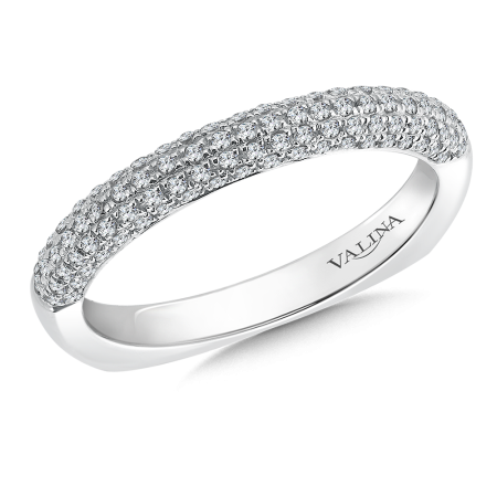 14k white gold and diamond wedding band.