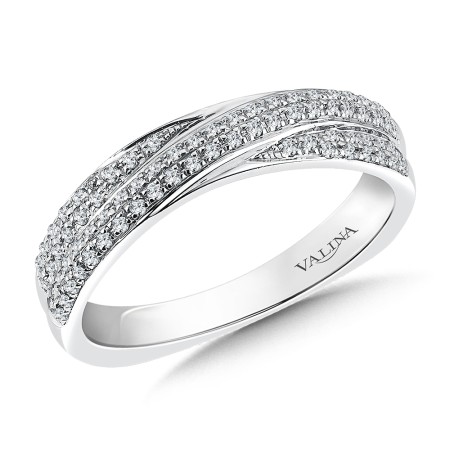 14k white gold diamond wedding band.