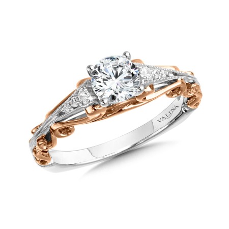Decorative Tapered Diamond Engagement Ring 