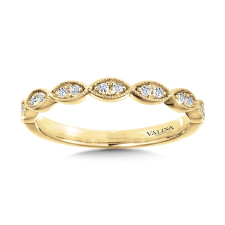 Valina Round - Scalloped Milgrain Diamond Wedding Band - R1127BY-SR