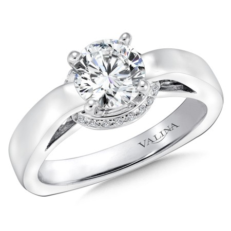 0.08 ct. tw. diamond engagement ring set in 14k white gold. Perfect for a 1 ct. center diamond. R139W - Valina Engagement Ring