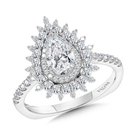 Pear-Cut Triple Diamond Halo Sun Burst Engagement Ring | R2211W | Valina Engagement Rings