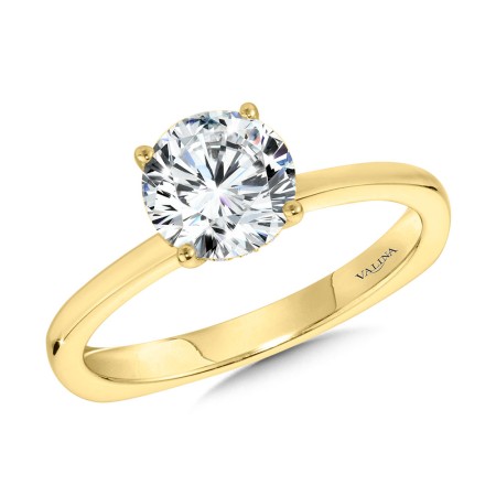 YG Solitaire Hidden Halo Diamond Engagement Ring - R2238Y - Valina Engagement Ring