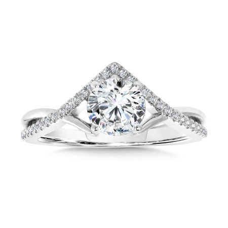 Hidden Halo & Crisscross Chevron Diamond Engagement Ring - R2277W-SR - Valina Engagement Rings