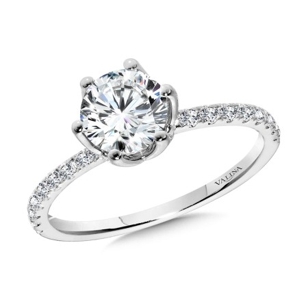 Straight 6-Prong Lotus Diamond Engagement Ring - R2343W-SR - Valina Engagement Rings