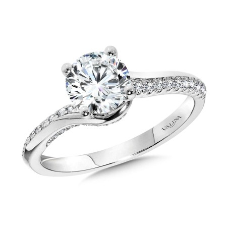 Subtle Diamond Bypass Engagement Ring w/ Hidden Accents