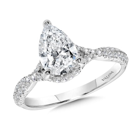 Pear-Cut Criss-Cross Diamond Engagement Ring w/ Chevron Collar