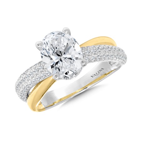 Two-Tone Bypass & Split Shank Oval-Cut Diamond Engagement Ring