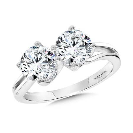 Round Double Center Stone & Hidden Halo Solitaire Engagement Ring