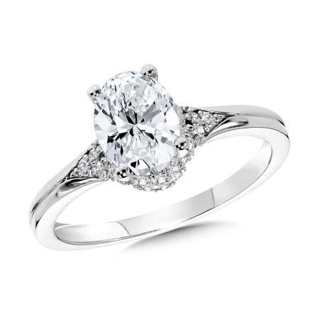 Oval-Cut Diamond Sword Shank Engagement Ring w/ Diamond Collar