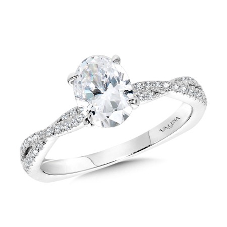 Oval-Cut Diamond Criss-Cross Engagement Ring w/ Chevron Collar