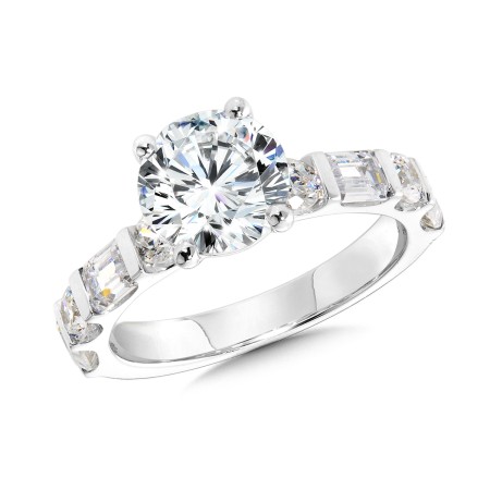 Round- & Emerald-Cut Diamond Engagement Ring