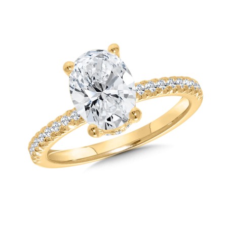 Oval-Cut Straight Diamond Engagement Ring