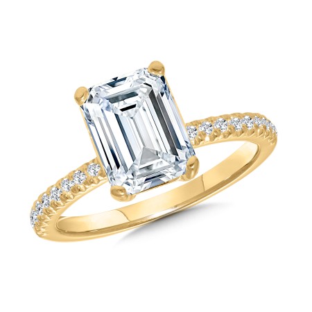 Emerald-Cut Straight Diamond Engagement Ring