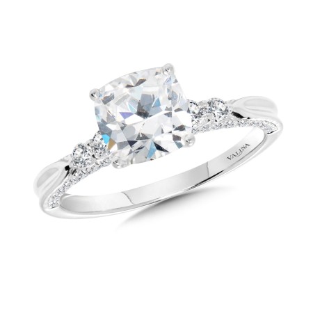 Cushion-Cut Diamond Side Stone Engagement Ring