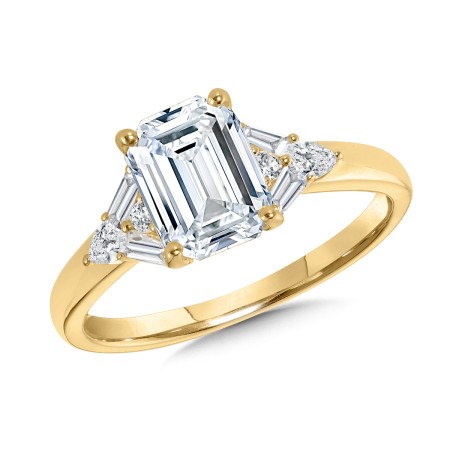 Emerald-Cut & Baguette Diamond Engagement Ring