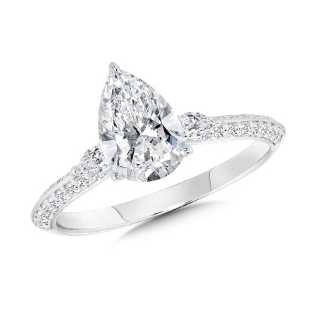 Three-Stone Pear-Cut Diamond Engagement Ring