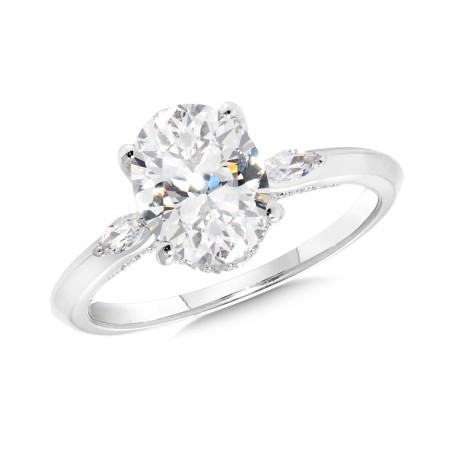 Three-Stone Oval-Cut Diamond Engagement Ring