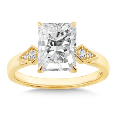 14K Radiant-Cut Diamond Engagement Ring