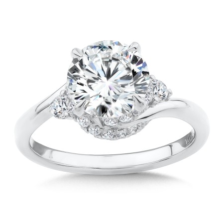 14K Spiral Side Stone Diamond Engagement Ring