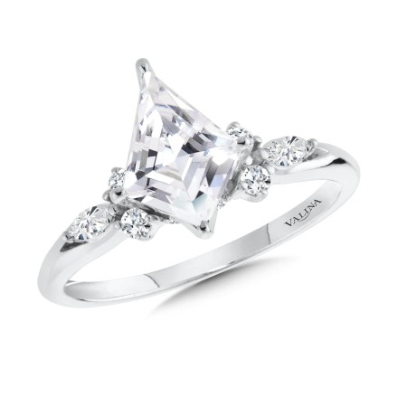Kite-Cut & Side Stone Diamond Engagement Ring