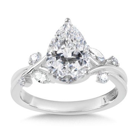 Pear-Cut & Side Stone Criss-Cross Diamond Engagement Ring
