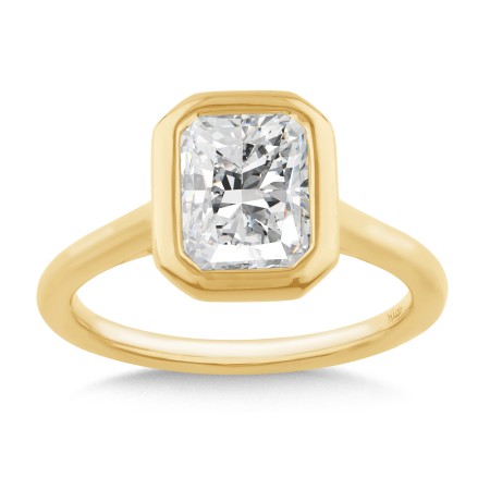 Bezeled Radiant-Cut Diamond Engagement Ring