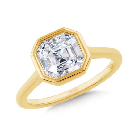 Bezeled Asscher-Cut Diamond Engagement Ring