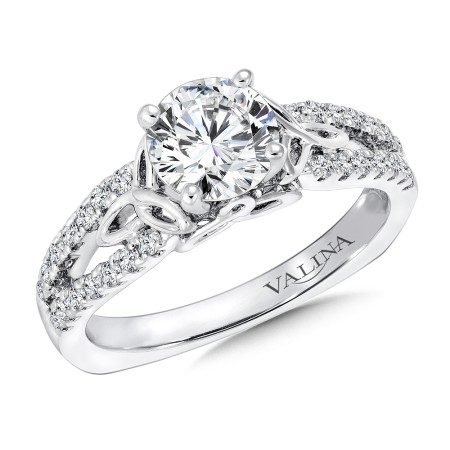 14k White Gold Split Shank Diamond Engagement Ring | R9314W | Valina Engagement Ring