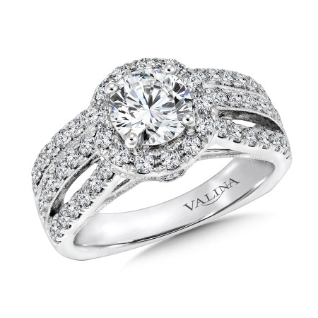 Round Diamond Halo Engagement Ring | R9403W | Valina Engagement Ring Jeweler
