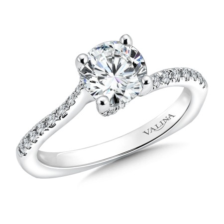 Spiral Style Engagement Ring with Side Stones