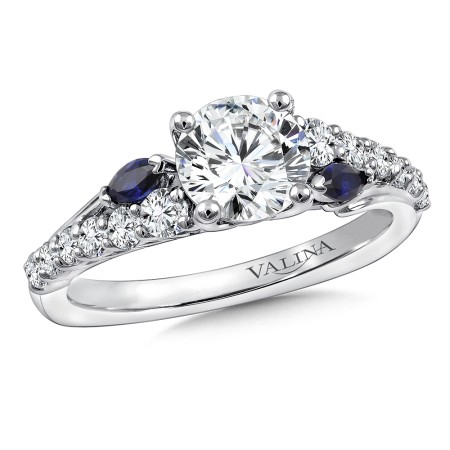 Diamond & Blue Sapphire Engagement Ring