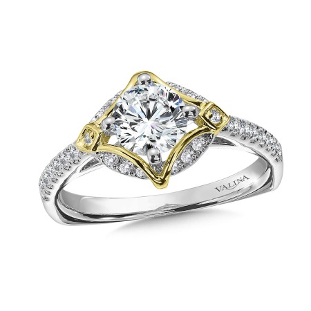 Diamond Engagement Ring in 14K White and Yellow Gold