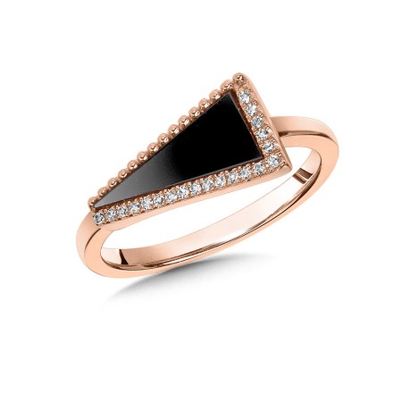 Triangular Onyx and Diamond Rose Gold Ring | CGR772P-DNX