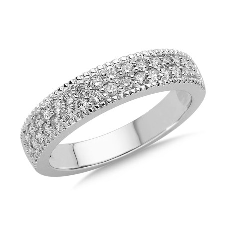 Pave set Diamond Anniversary Band / Ring 14k White Gold (1/2ct. tw.)