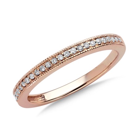 Pave set Diamond Stackable Ring in 10k Rose Gold