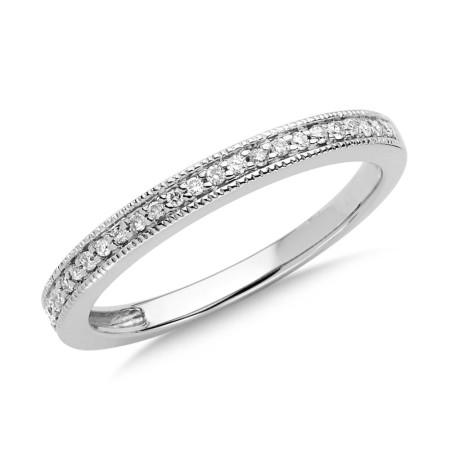 Pave set Diamond Stackable Ring in 14k White Gold