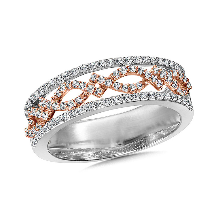 14k Rose and White Gold Diamond Fashion Ring