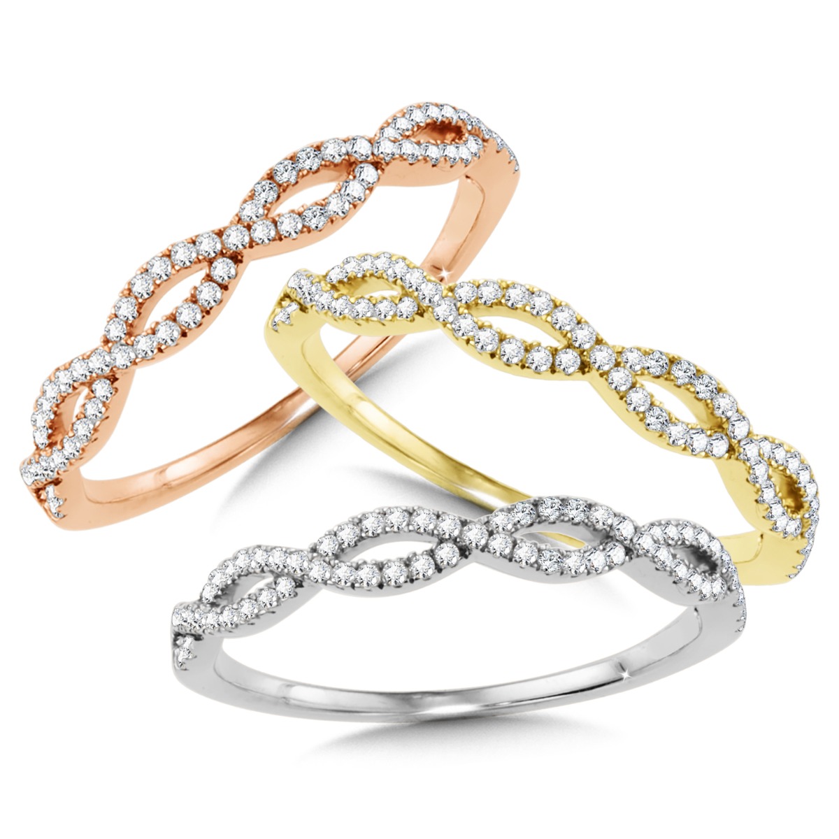 14k Rose, White or Yellow Gold Diamond Rings - CDD3103