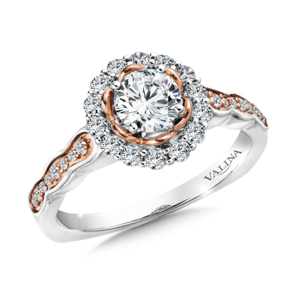 Rose & White Gold Diamond Engagement Ring - RQ9822WP